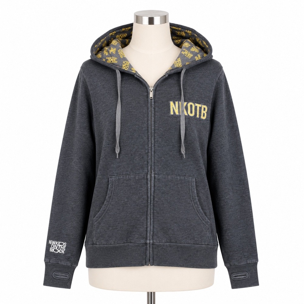 NKOTB The Main Event 2015 Tour‎ Hoodie L New Kids On The Block Full Zip Gray